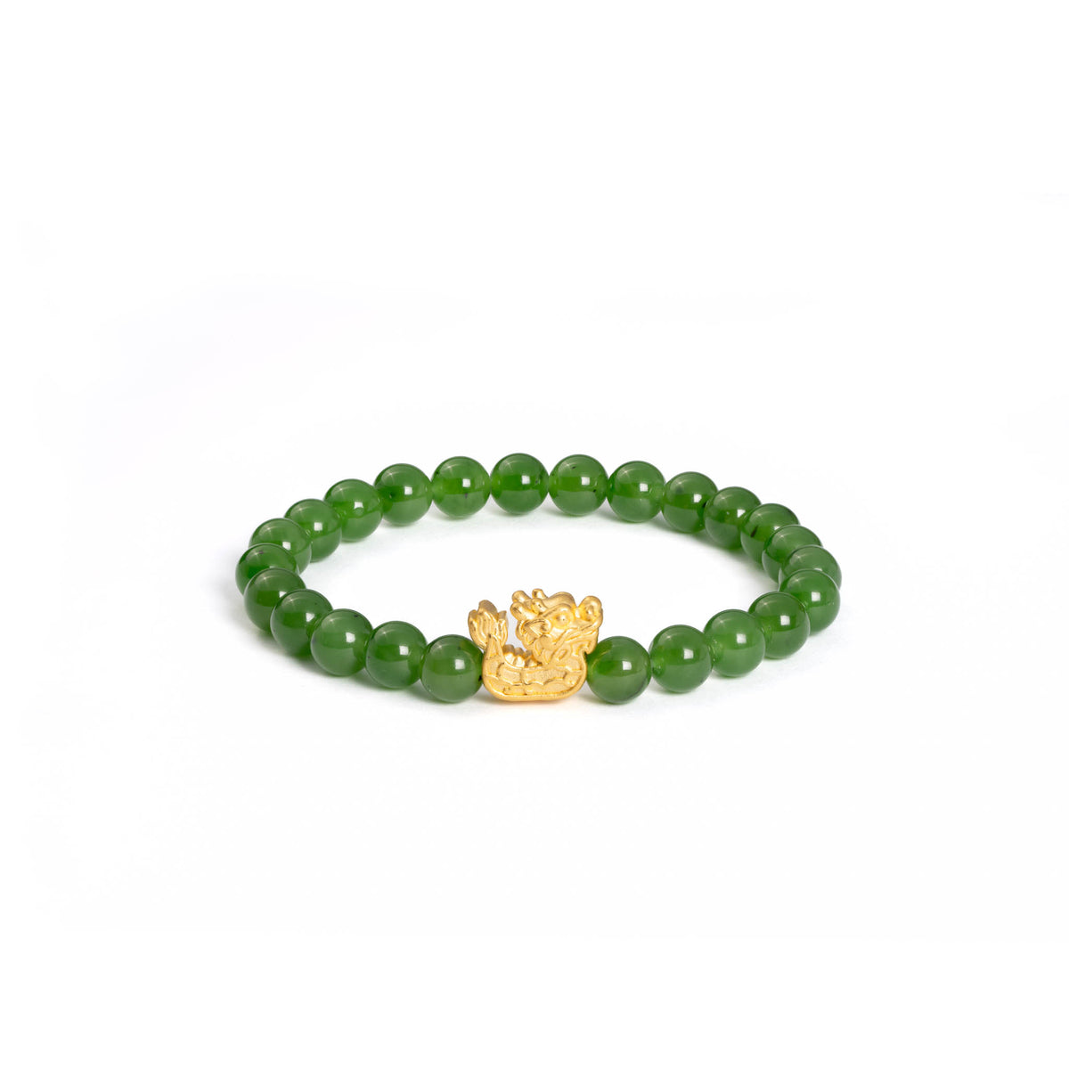 Triumph Dragon Boat Jade Bracelet with 999 Pure Gold