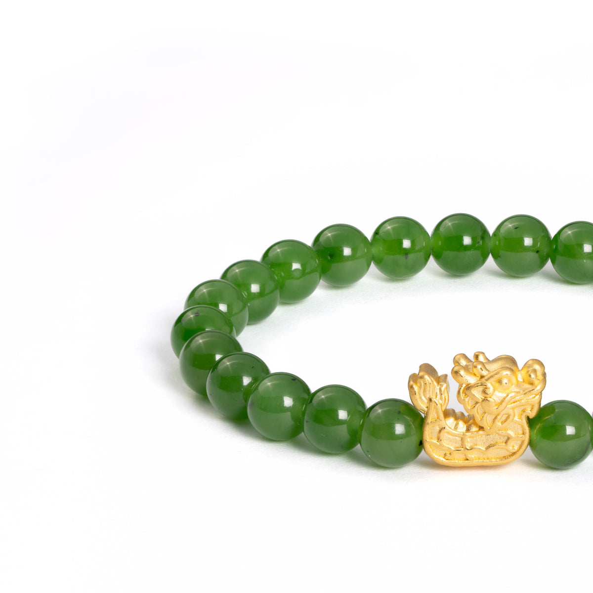 Triumph Dragon Boat Jade Bracelet with 999 Pure Gold