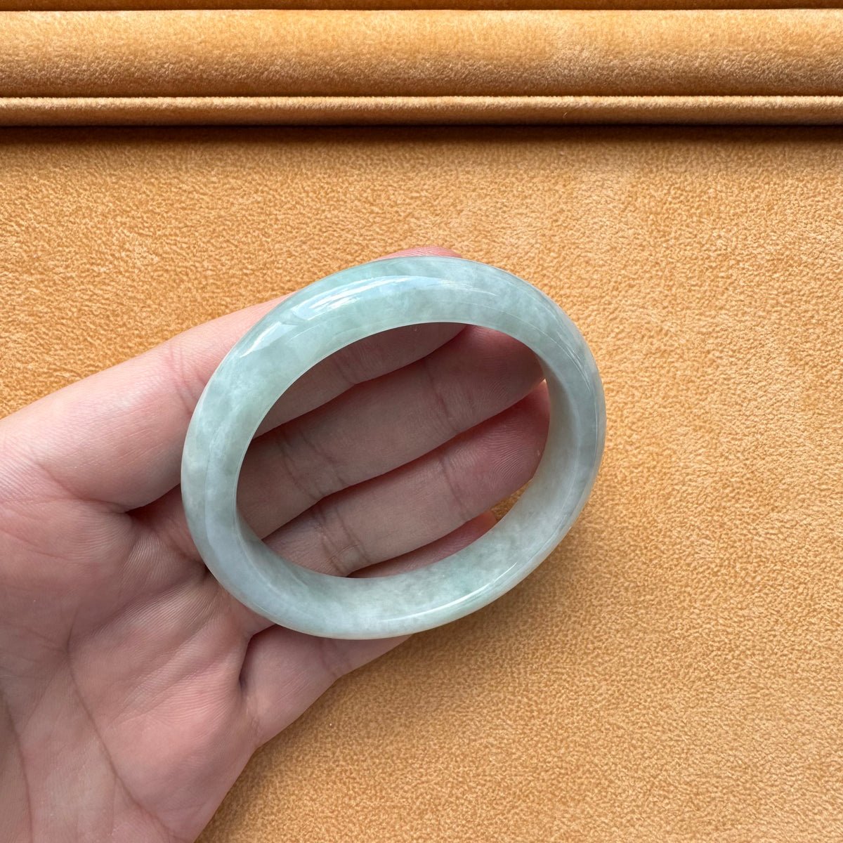 57.3mm Pale Green Jade Bangle Bracelet