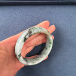 Certified Grade A Green Pattern Traditional Jade Bangle - 53mm Half Moon