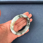Certified Grade A Green Pattern Traditional Jade Bangle - 53mm Half Moon