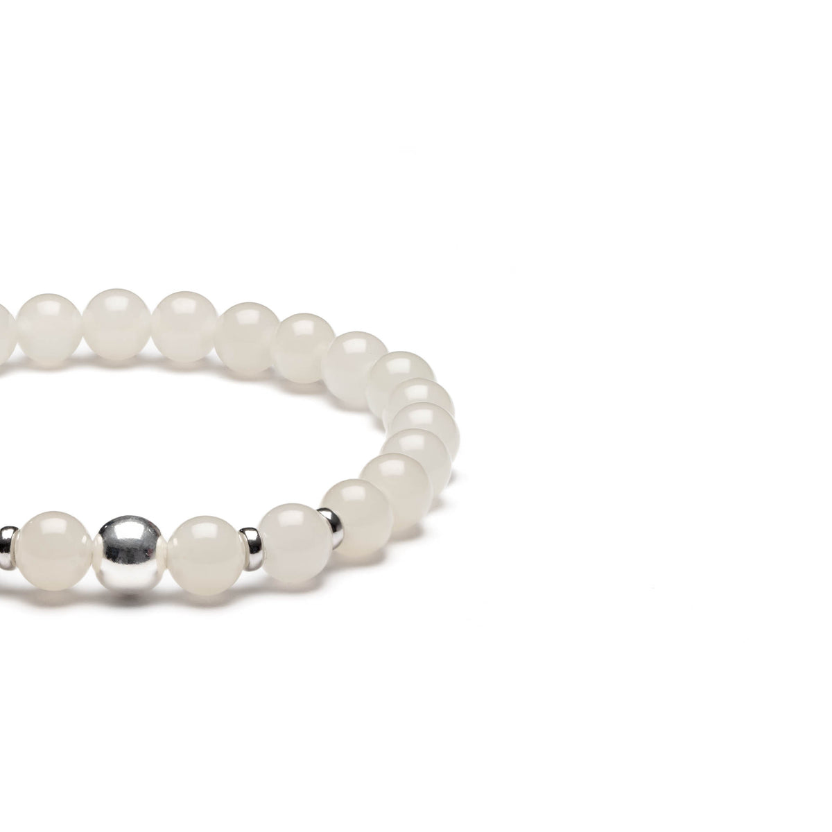 Graceful Spirit White Jade Bead Bracelet