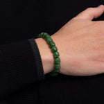 The Classic Barrel Bracelet with Green Hetian Nephrite Jade