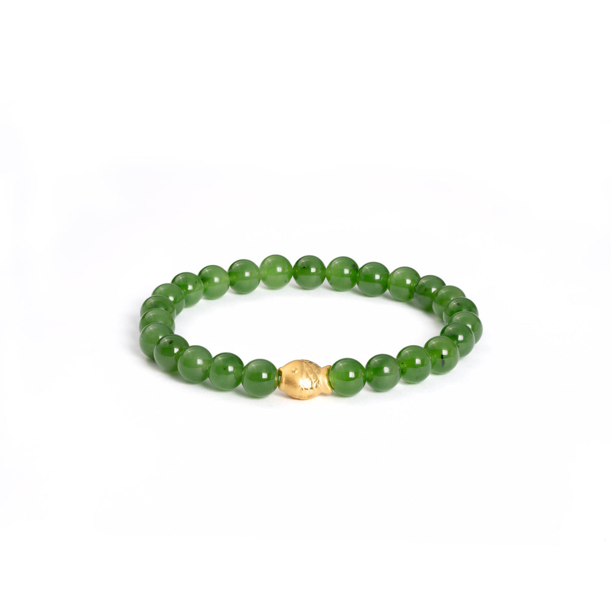 Prosperity Fish Jade Bracelet with 24ct Gold