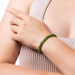 Green Nephrite Jade Bead Bracelet - 6mm
