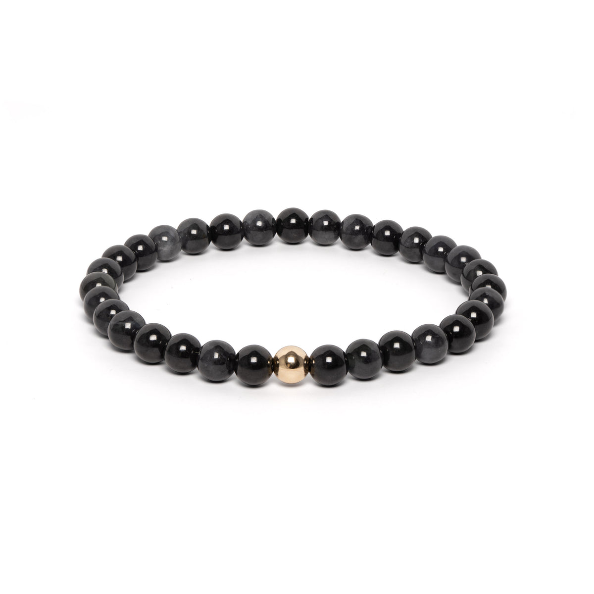 The Solitaire Bracelet with Black and Grey Burmese Jade