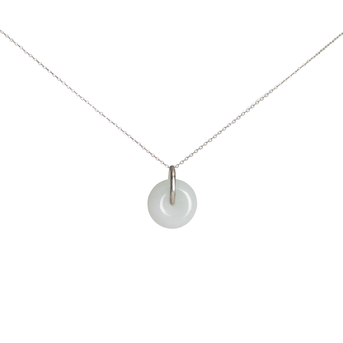 Kandy Disc Silver Jade Pendant - White