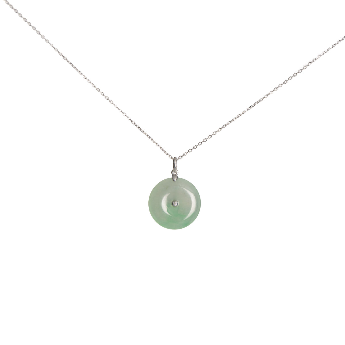 Kandy Donut Bare Diamond Jade Pendant - Icy Green