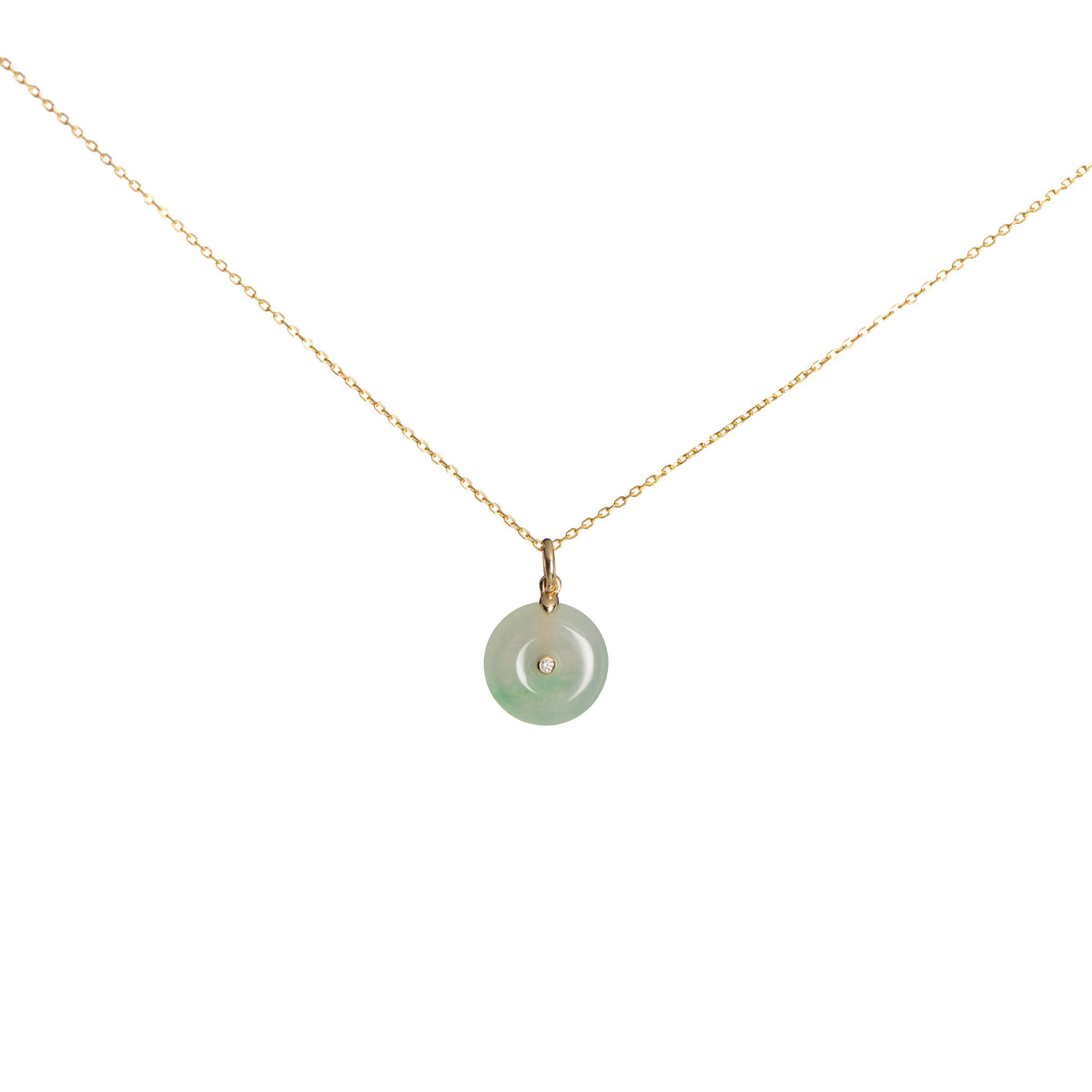 Kandy Donut Bare Diamond Jade Pendant - Icy Green