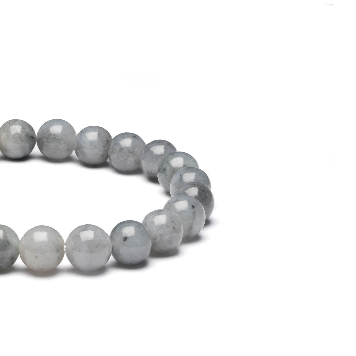 Light Grey Jade Bead Bracelet - 9mm