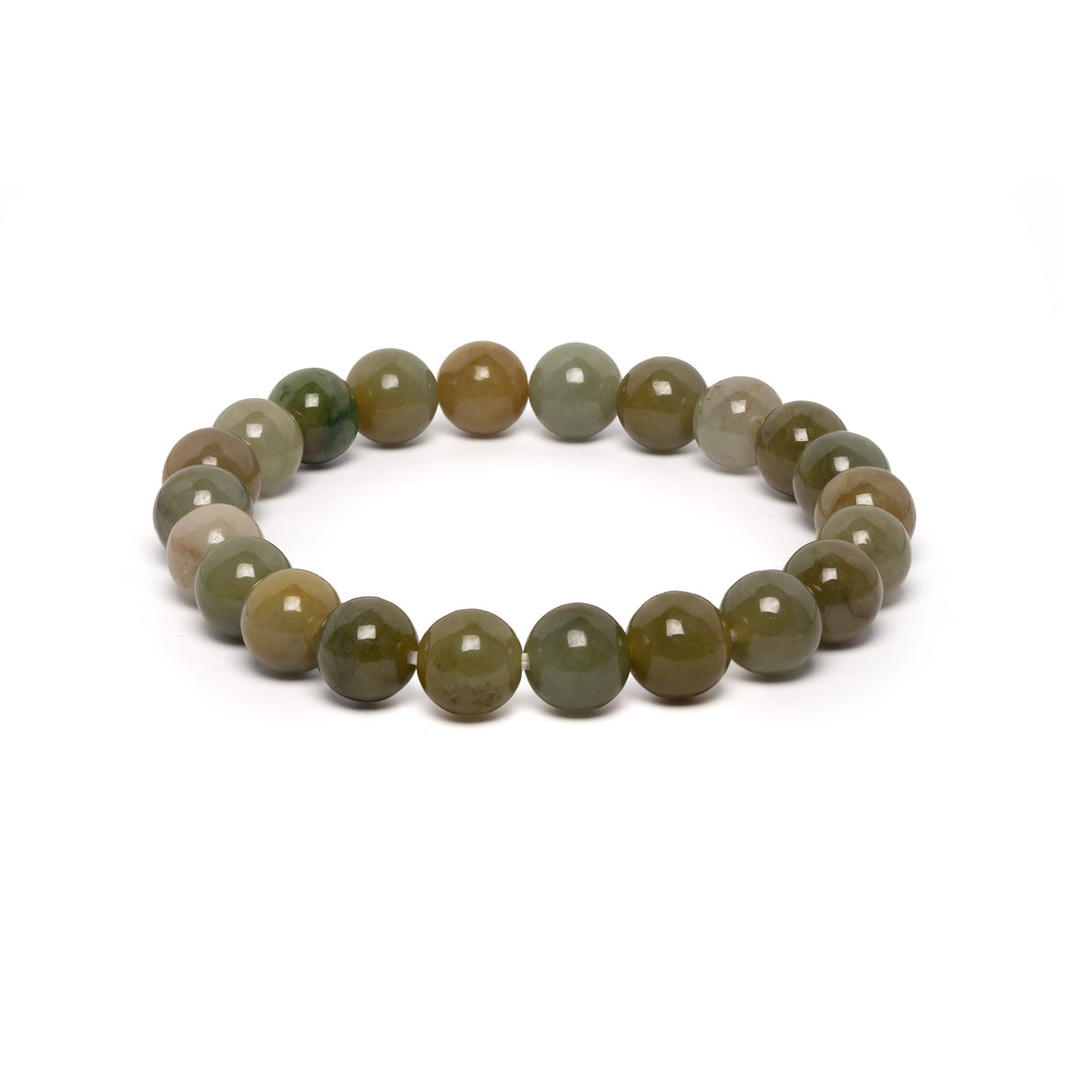 The Classic Bracelet with Mixed Olive Green Burmese Jade