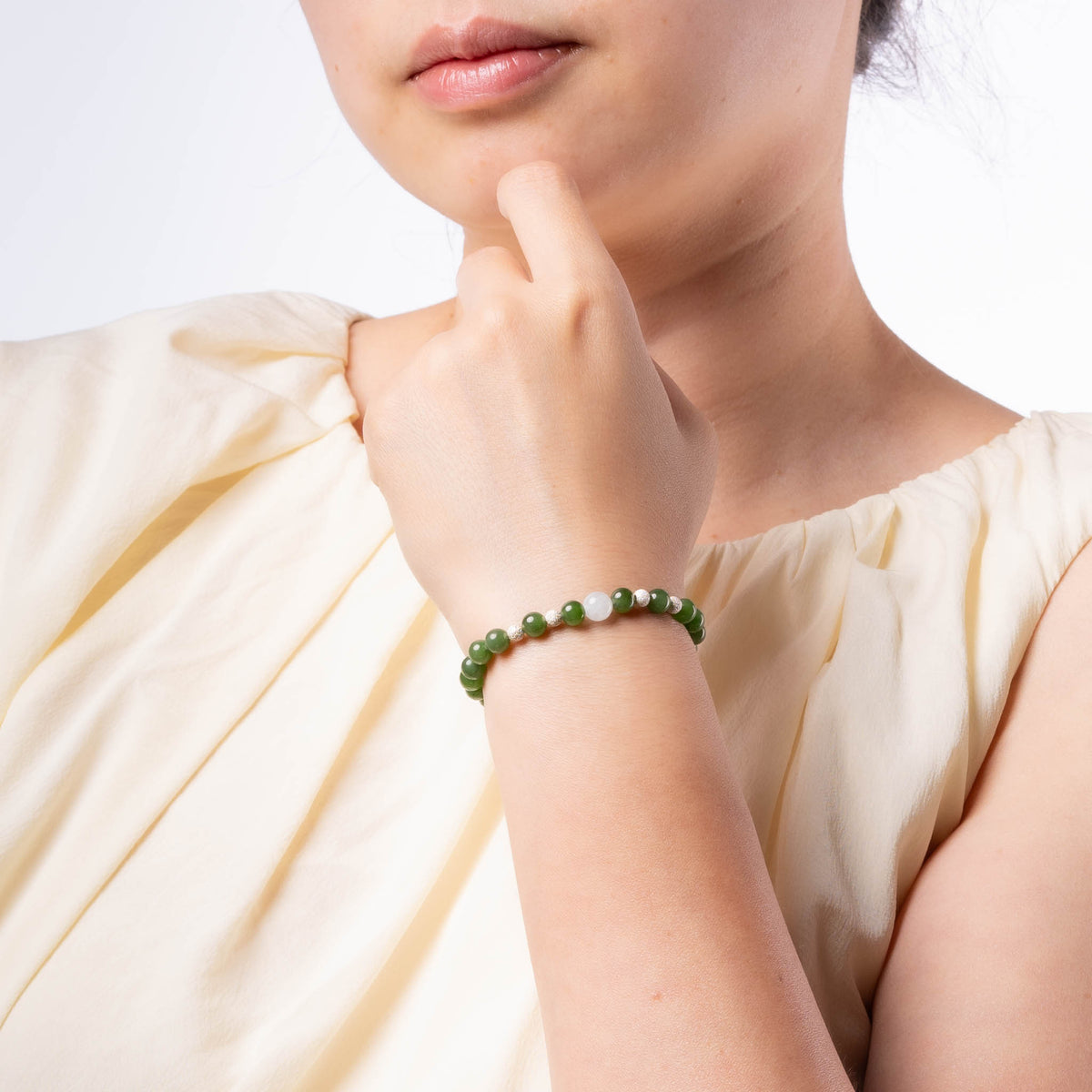 Mystic Serenity Jade Bracelet with Sterling Silver