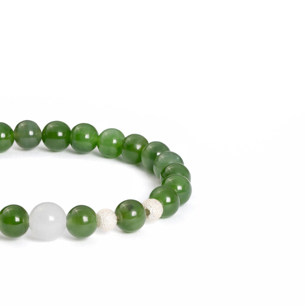 Mystic Serenity Jade Bracelet with Sterling Silver