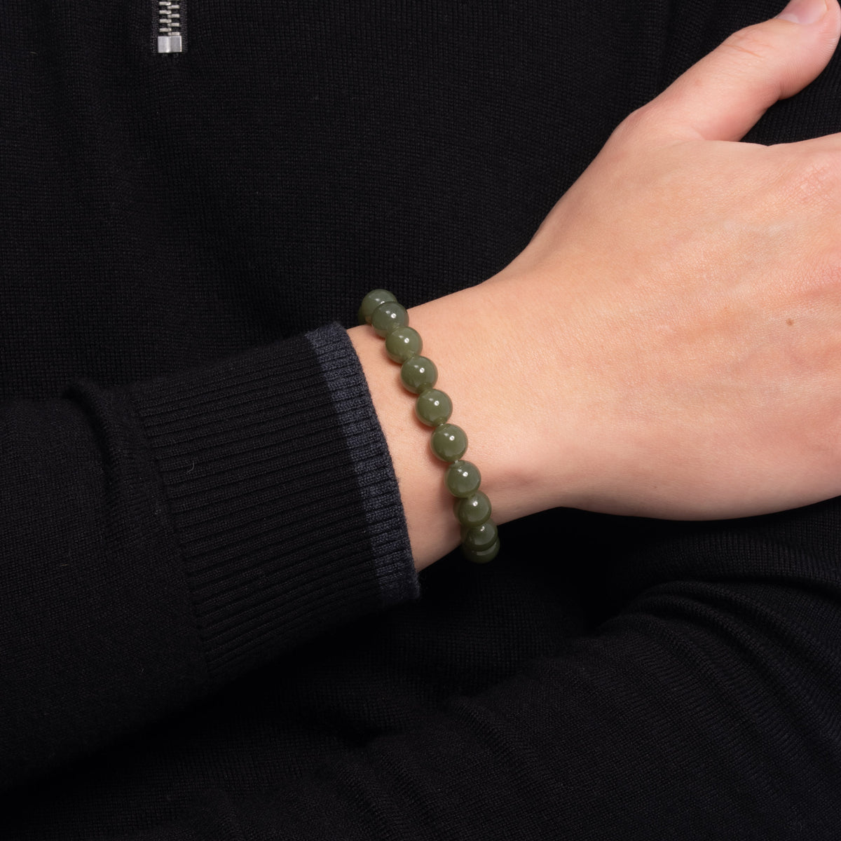 The Classic Bracelet with Olive Green Nephrite Jade