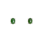 Jade Crest – Oval Green Jade Cabochon Stud Earrings in Sterling Silver