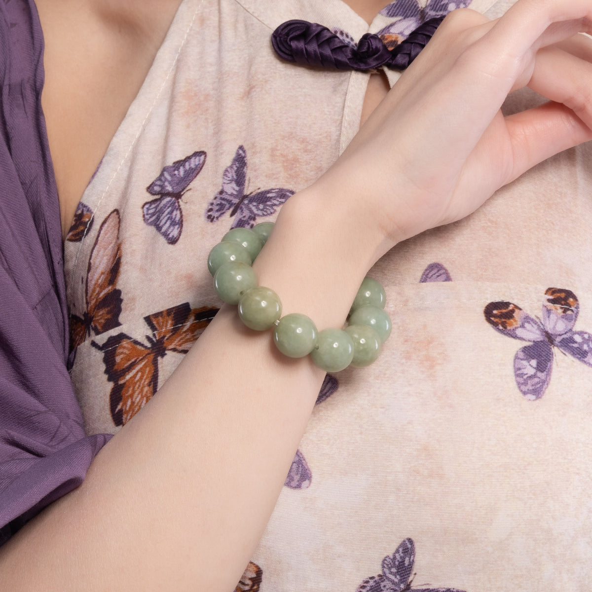 The Classic Bracelet with Sage Green Burmese Jadeite