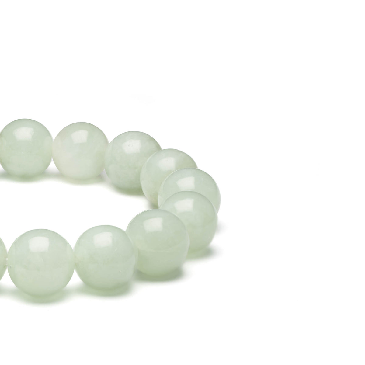 Translucent Light Green Jadeite Jade Bead Bracelet - 12mm