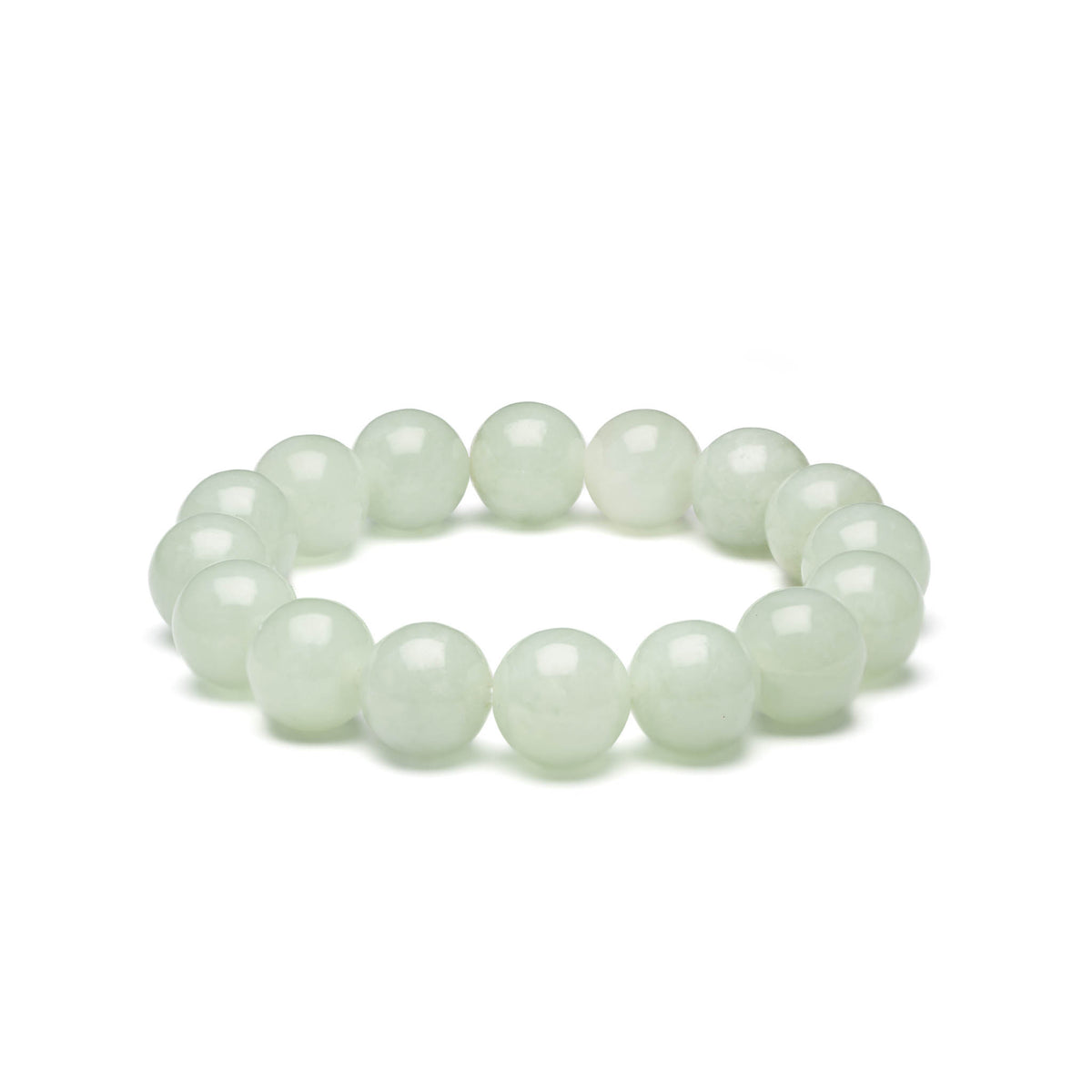 Translucent Light Green Jadeite Jade Bead Bracelet - 12mm