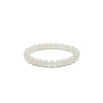 White Hetian Jade Bead Bracelet - 6mm