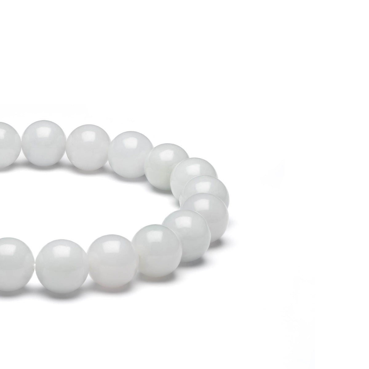 White Jadeite Jade Bead Bracelet - 10mm