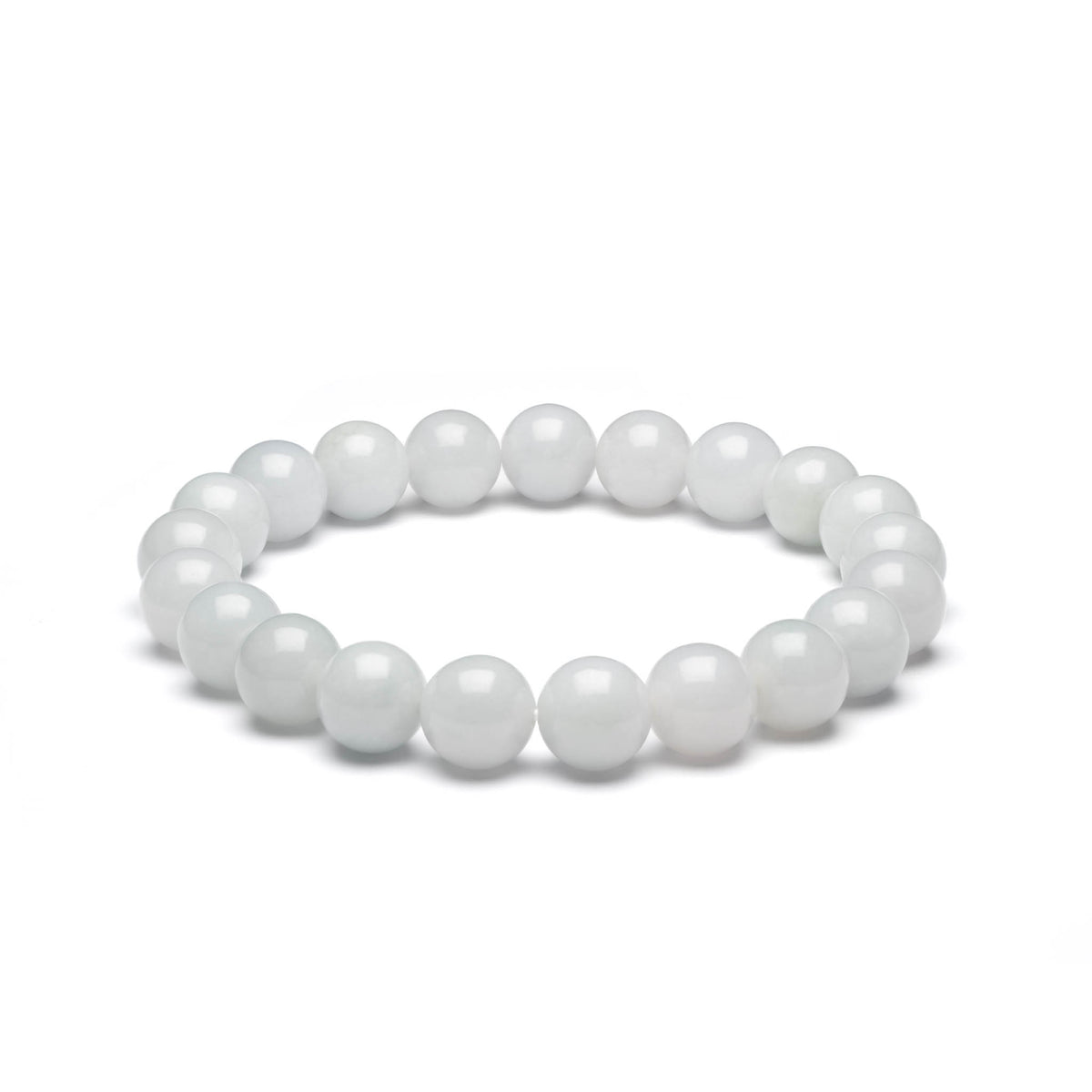 White Jadeite Jade Bead Bracelet - 10mm