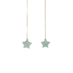 Celestial Star Jade Threader Earrings – Natural Green Jadeite in 18K Yellow Gold