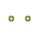 Fortune Coin – Green Jade Stud Earrings in Sterling Silver or Gold Plated Over 925