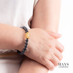 Wealth Guardian Jade Bracelet with Grey and Black Burmese Jadeite