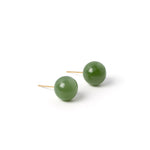 Golden Dew Studs – Nephrite Jade Earrings in 18K Yellow Gold