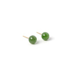 Golden Dew Studs – Nephrite Jade Earrings in 18K Yellow Gold