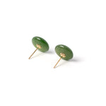 Golden Harmony Disc Earrings – Nephrite Jade in 18K Yellow Gold