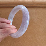Genuine Natural Light Lavender Jadeite Jade Bangle Bracelet - 60mm Half Moon