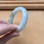 Genuine Grade A Green and White Burmese Jade Bracelet - 60mm Half Moon