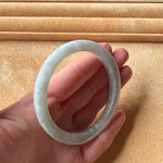 Genuine Natural Light grey Burmese Jade Bracelet - 56mm Half Moon