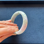 58.1mm Light Green with Lavender and Olive Green Patterns Jade Bangle Bracelet