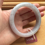 Genuine Type A Pale Lavender Burmese Jade Bangle Bracelet - 61mm Half Moon