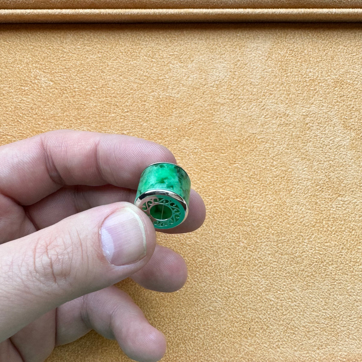 Large Imperial Green Jade Cylinder Pendant