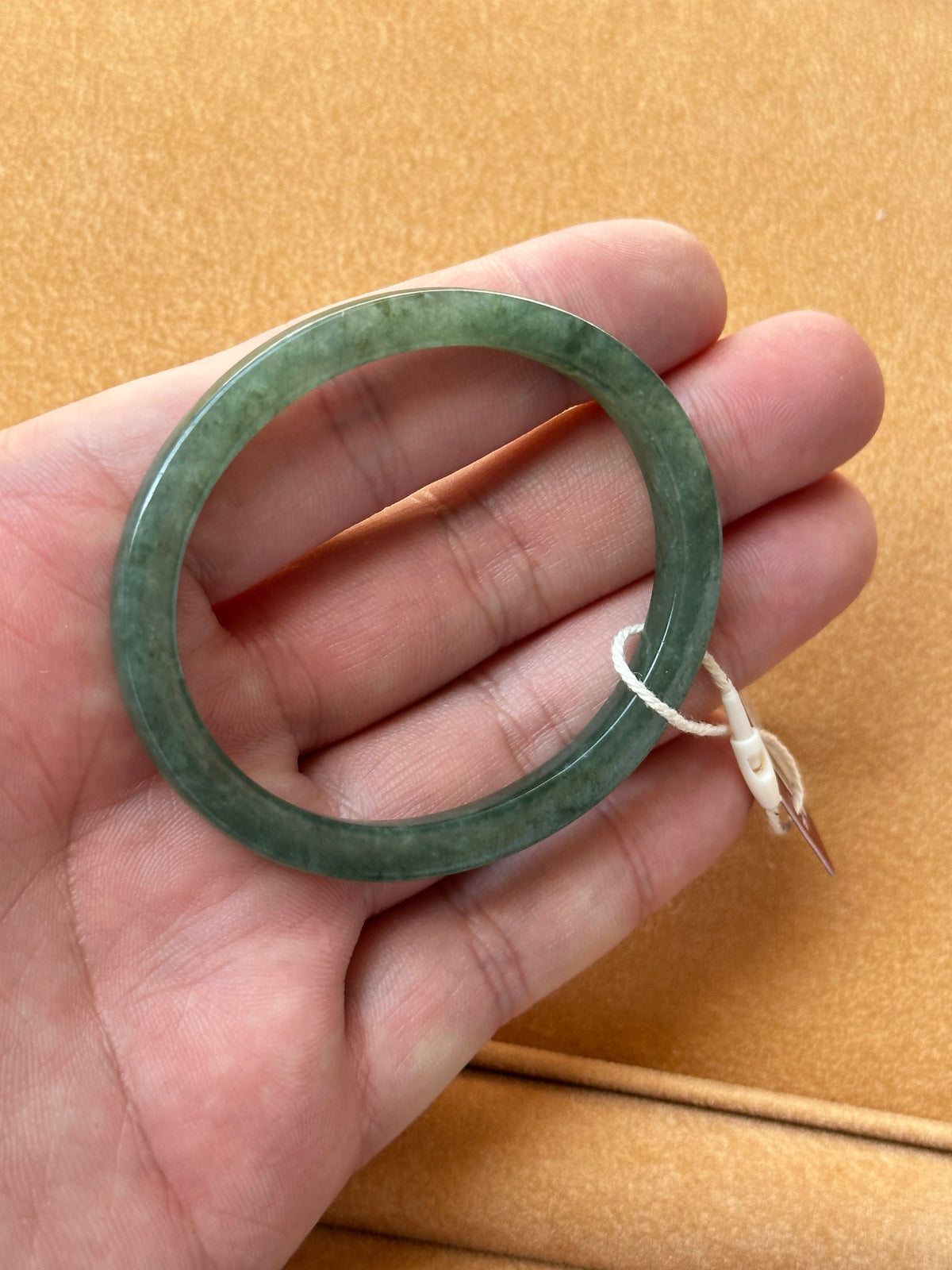 Authentic Type A Green Jadeite Bangle Bracelet 54mm Oval MAYS