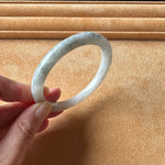Genuine Natural Light grey Burmese Jade Bracelet - 56mm Half Moon