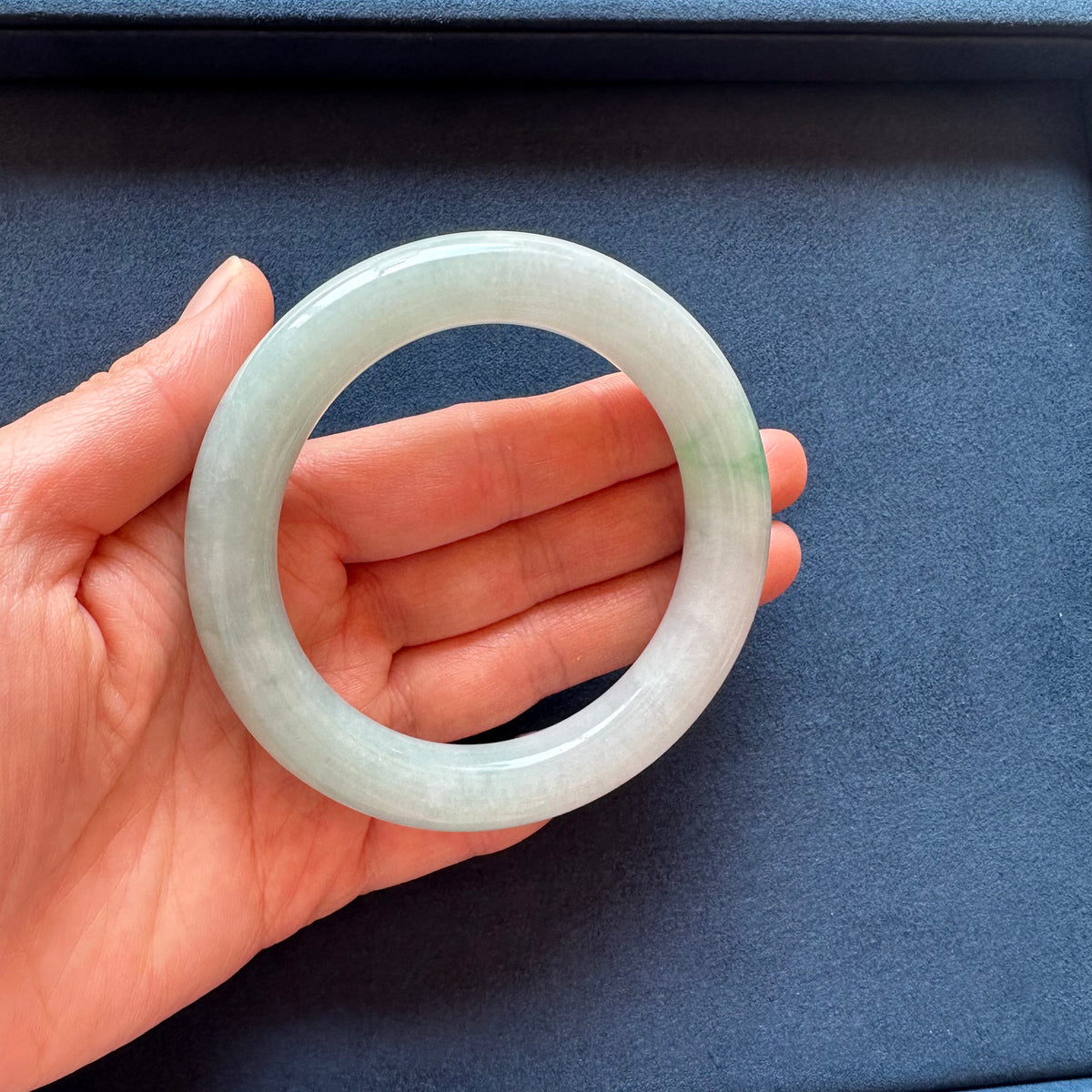 Genuine Natural Green Jadeite Jade Bangle Bracelet - 58mm Round