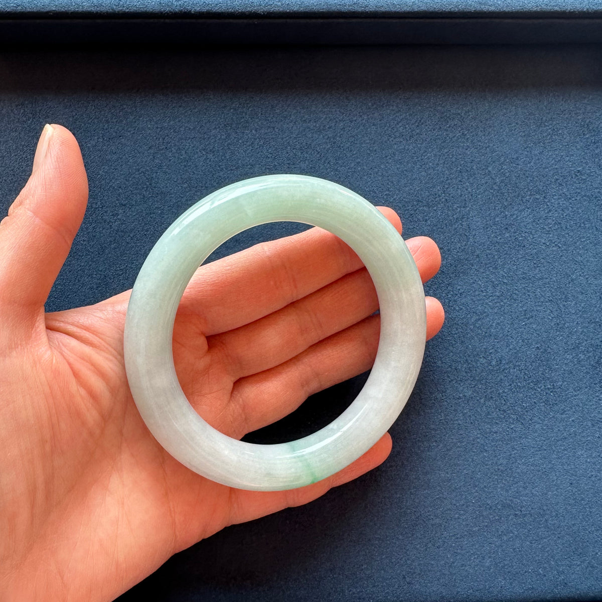 Genuine Natural Green Jadeite Jade Bangle Bracelet - 58mm Round