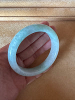 57.4mm Light Green and White with Apple GreenJade Bangle Bracelet