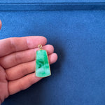 Trapezoid Jadeite Jade Pendant - Floral Frame