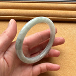 Genuine Natural Light grey Burmese Jade Bracelet - 56mm Half Moon