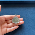 Icy Laughing Buddha Jade Pendant in 18K White Gold with Diamonds and Imperial Green Jade