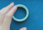 Certified Untreated Light Green with White Burma Jade Bracelet - 55mm Carved