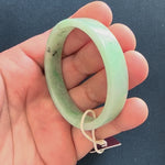 Certified Natural Green Pattern Jadeite Jade Bangle - 52mm Flat