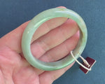Genuine Grade A Green Pattern Jadeite Jade Bangle - 58mm Semi Round