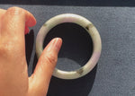 57.9mm Pale Green with Lavender and Olive Green Patterns Jade Bangle Bracelet