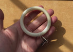 Real White Burmese Jade Bangle Bracelet - 59mm Semi Round